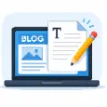 Blogging for beginners illustration with laptop and content writing