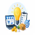 Online business ideas illustration for digital entrepreneurs