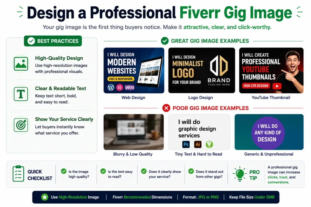 How to Design a Fiverr Gig Image with Good and Bad Example Comparisons